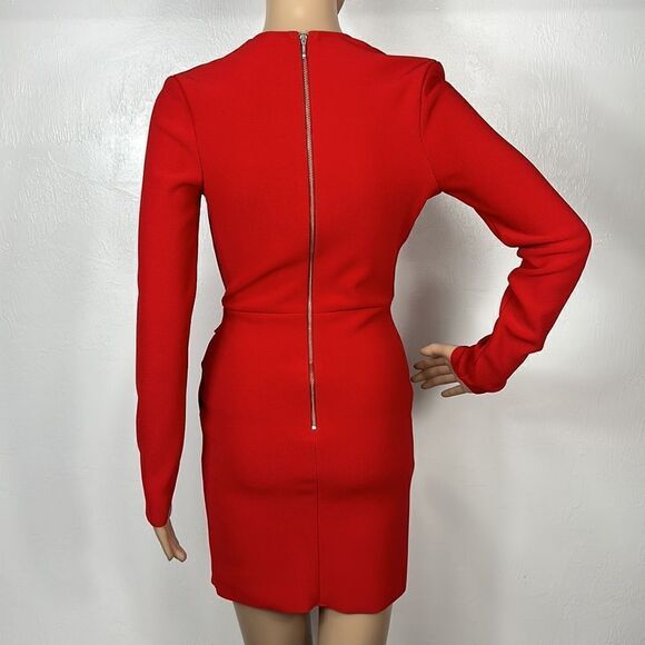 Bec + Bridge Long Sleeve Bodycon Mini Dress In Red Size 4 - Picture 5 of 12